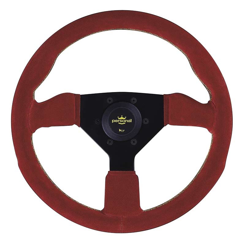 Nardi Personal Grinta Red Suede Black Spokes Yellow Stitching 330mm