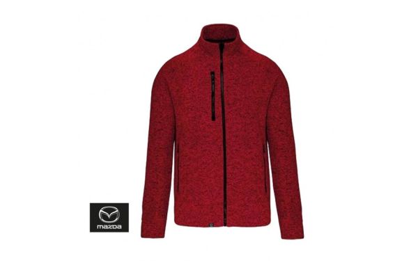 Mazda melange knitted fleece jacket, red, women
