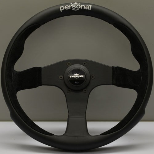 Nardi Personal Pole Position Leather/Suede Black Spokes 350mm